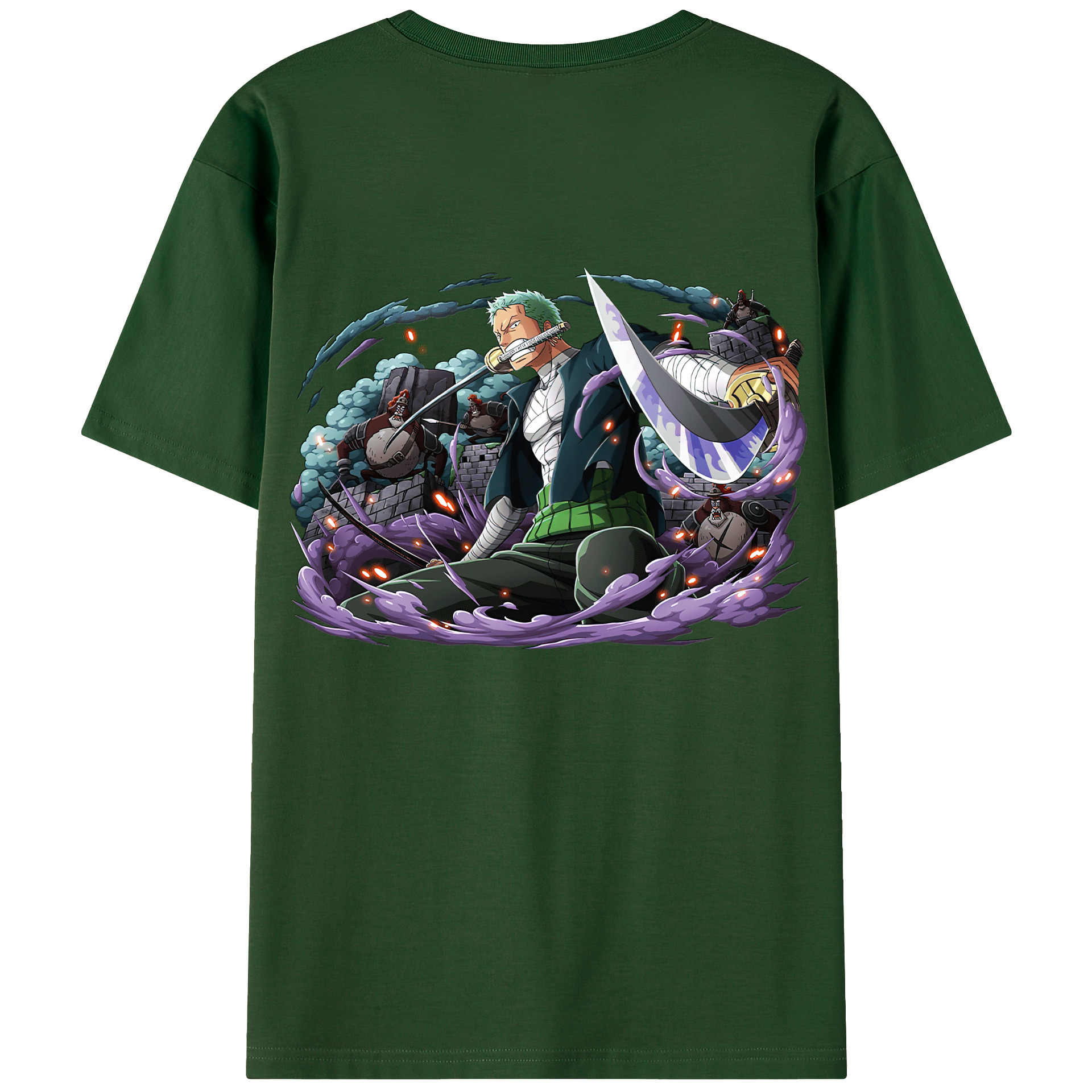 ワンピース ロロノア・ゾロ ONE PIECE Roronoa Zoro 綿100％半袖Tシャツ（背面プリント）